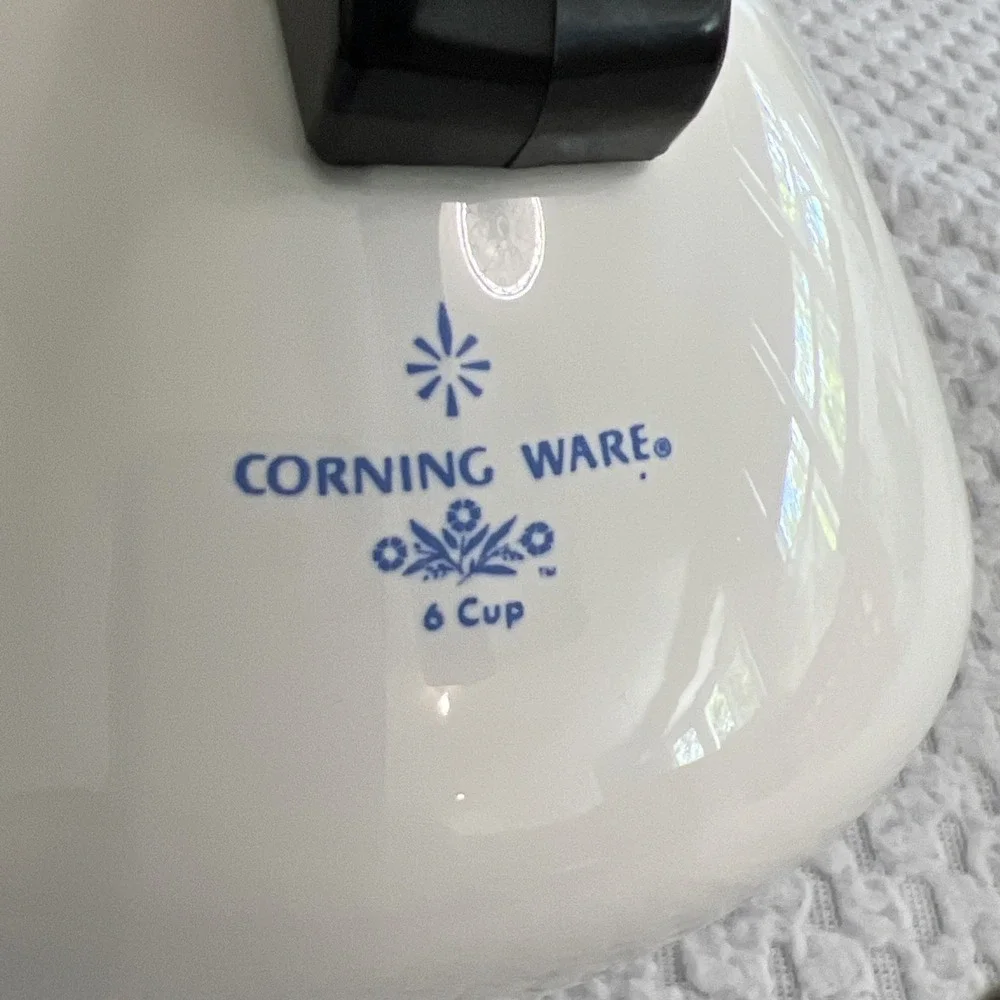 Vtg Corning Ware Blue Cornflower 6 Cup Teapot Lid 60s Granny Cottage Farm Decor